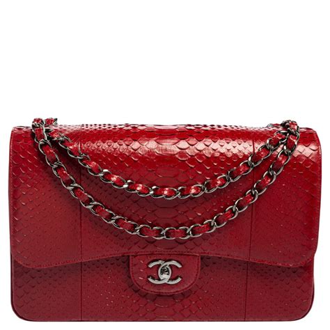 chanel python bag red|Chanel python bags for sale.